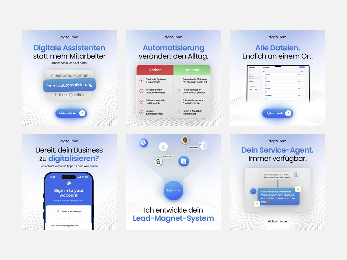 Six posts in German: digital assistants, automation and a customer service agent
